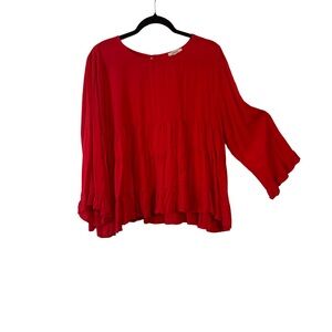 JODIFL Vibrant Red Flowy Blouse
